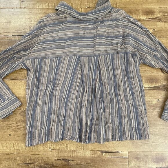 Womens Grade & grather button up Pullover top shirt brown size small s striped - Picture 7 of 9